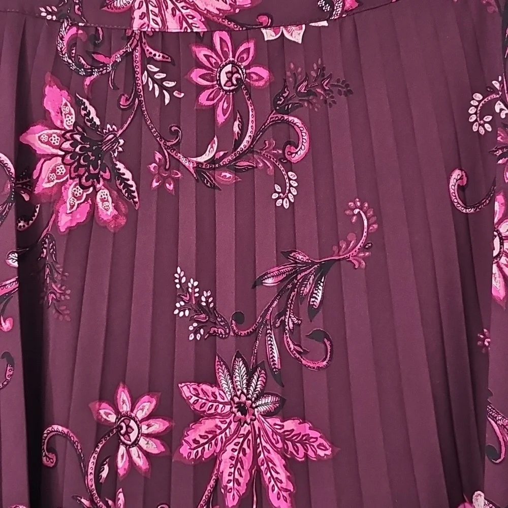 Chico's Pleated Purple Paisley Floral Cottagecore Soft Flowy Midi Skirt Sz:14 - Picture 5 of 12
